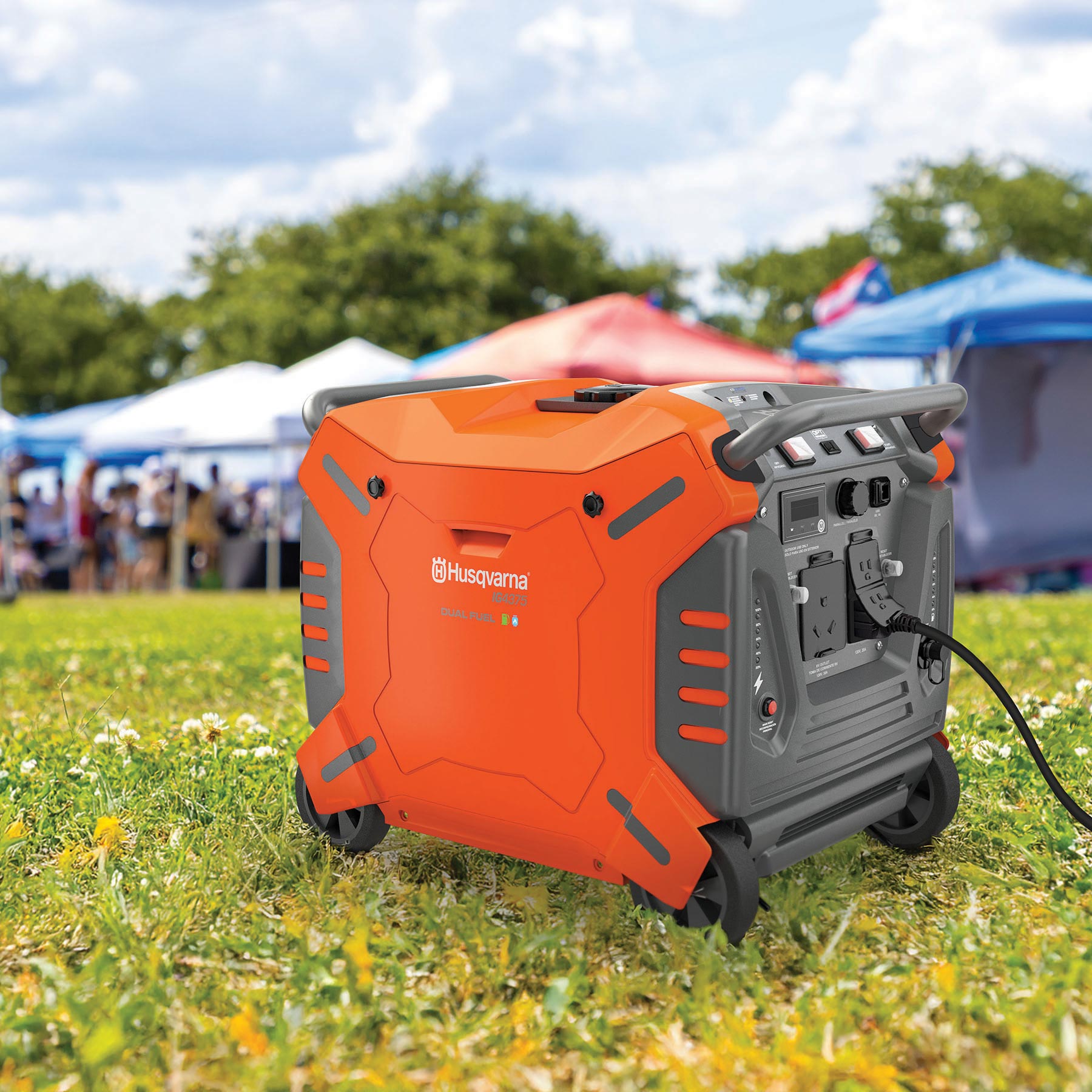033027 Husqvarna inverter generator at a festival