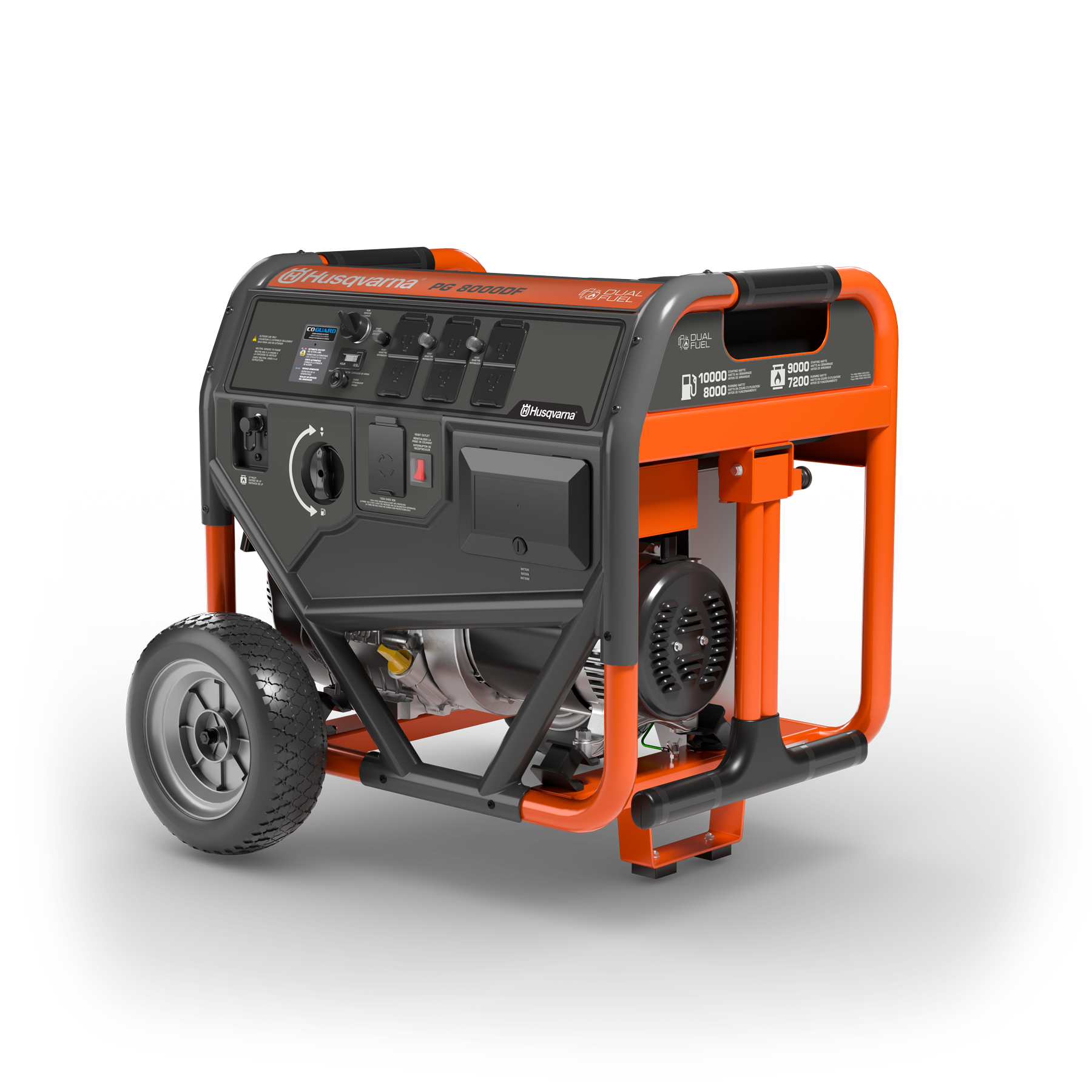 033041 Husqvarna portable generator front angle view